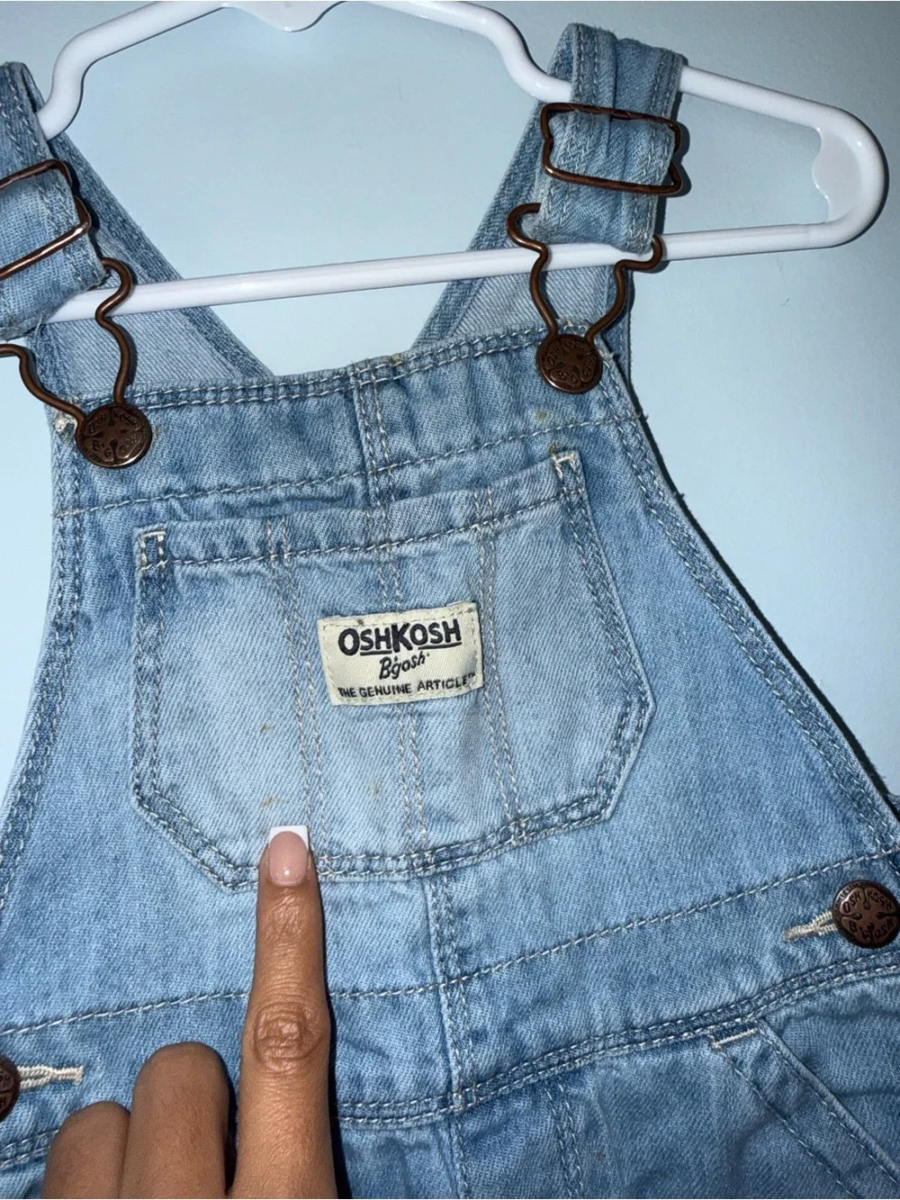 OshKosh B'gosh Light Blue Denim Floral Patch Overalls